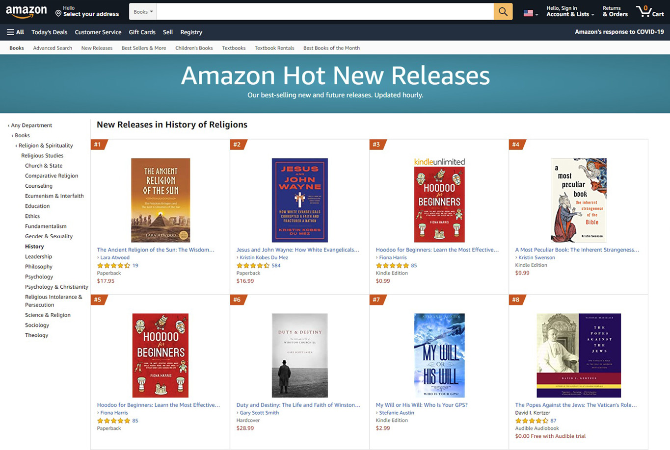The Ancient Religion of the Sun book in the Amazon New Releases History of Religion bestseller list